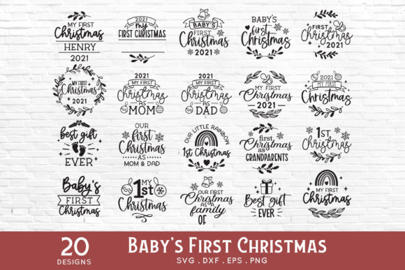 Preview of Baby's First Christmas SVG bundle for Cricut