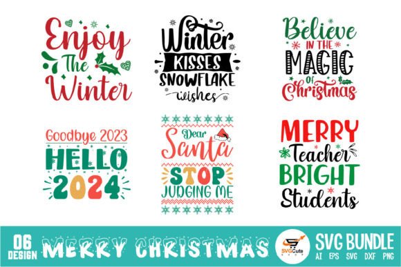 Merry Christmas SVG designs arranged for Cricut crafting