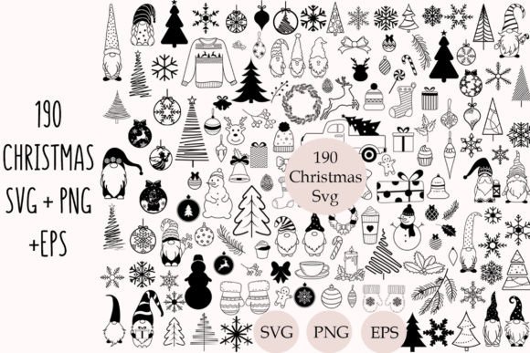 Simple outline clipart Christmas SVG designs for Cricut