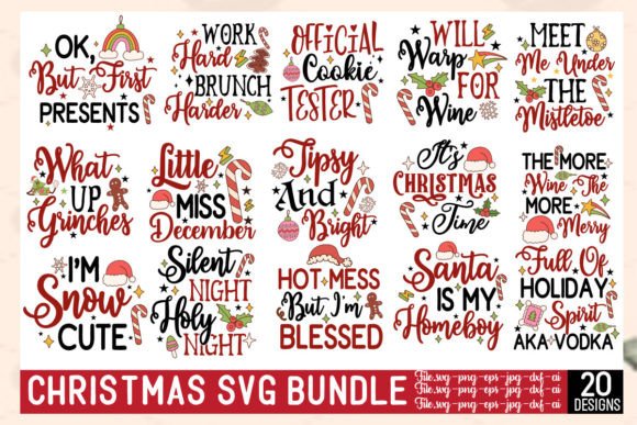 Collection of 20 Christmas SVG designs for Cricut