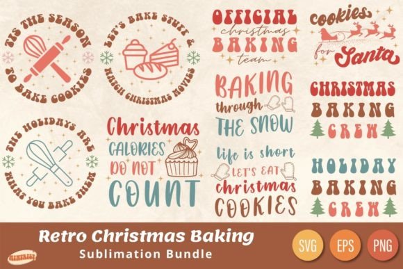 Vintage-style Christmas baking SVG bundle for Cricut crafts