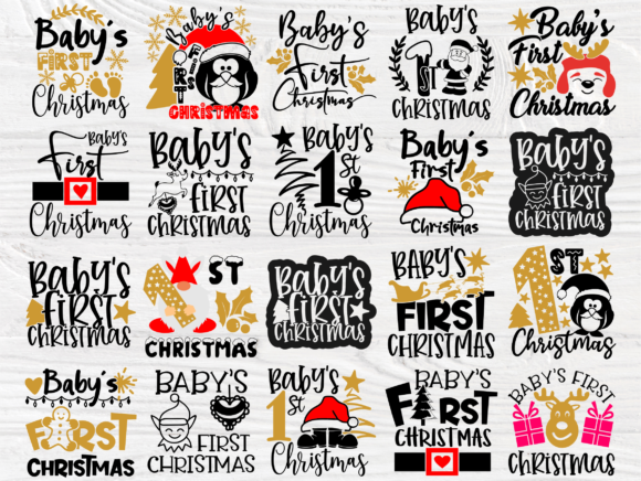 Preview of Baby's First Christmas SVG bundle for business