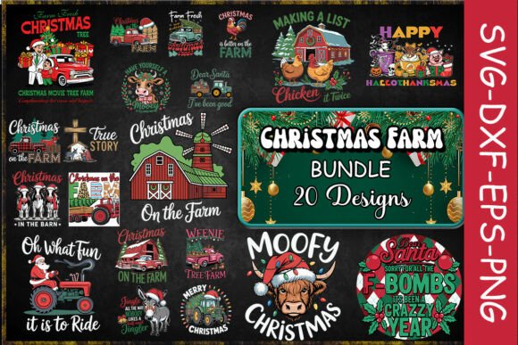 Festive Christmas farm scene SVG for Cricut crafts