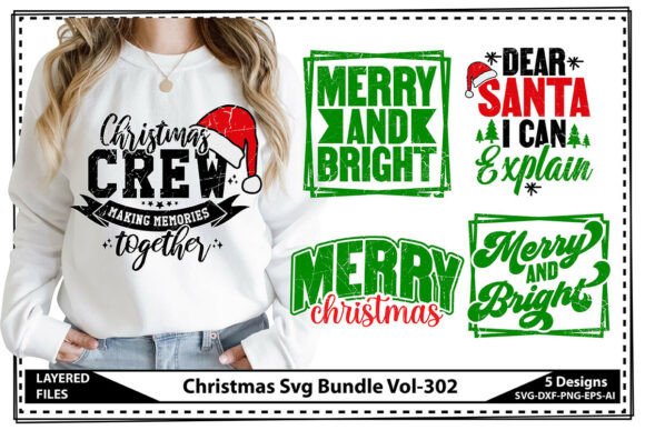 Varied Christmas SVG designs in volume 302 for Cricut