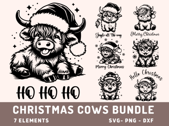 Charming Highland Cow Christmas SVG designs for Cricut