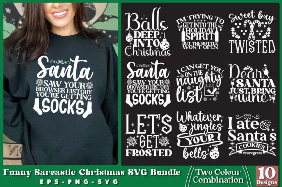 Preview of funny sarcastic Christmas SVG bundle