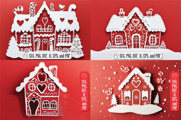 Festive gingerbread house SVG design for Cricut crafts