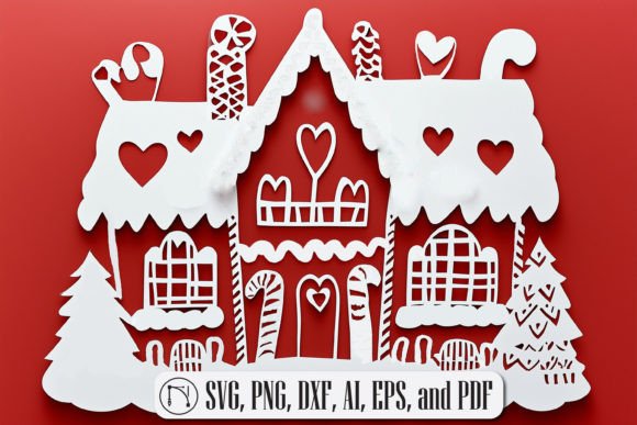 Detailed gingerbread house SVG for Cricut holiday decor