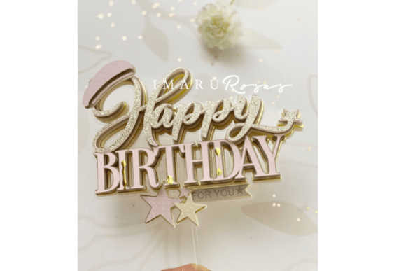 Elegant birthday cake topper SVG for Cricut