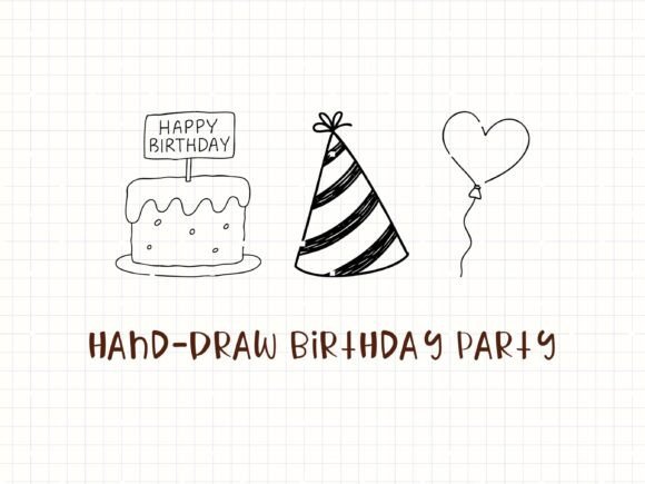 Preview of hand-drawn birthday SVG bundle