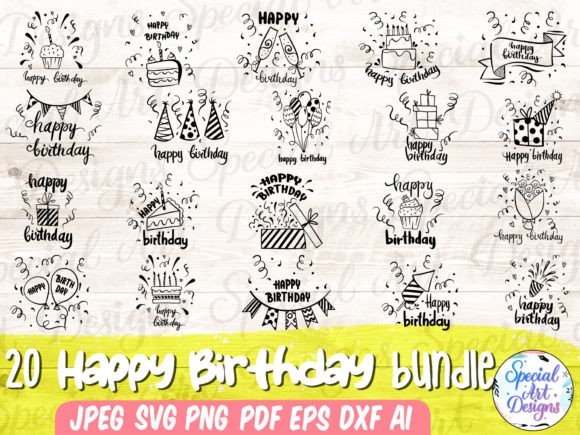 Colorful happy birthday SVG designs for Cricut projects