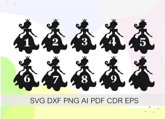 Royal princess-themed birthday numbers SVG