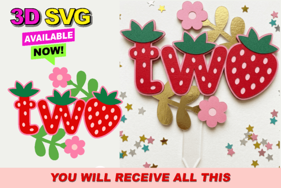 Unique twoberry-themed birthday cake topper SVG