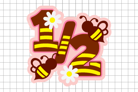 Preview of bee cake topper SVG