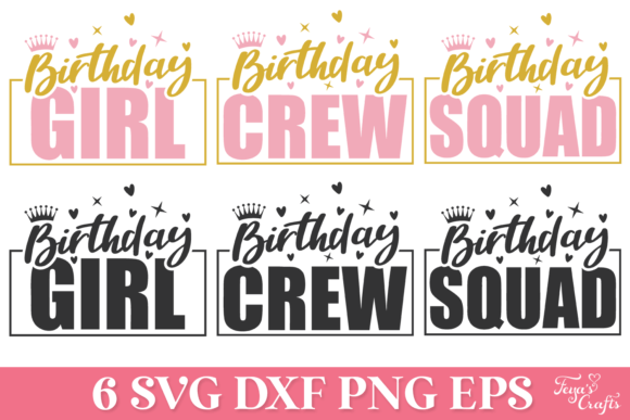 Birthday Squad SVG pack with fun designs for Cricut