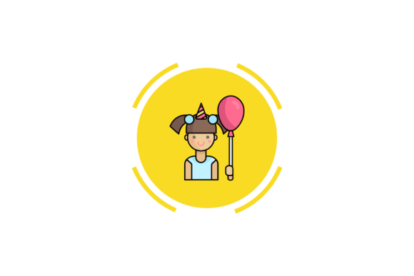 Family icon of a girl with balloons, perfect for Cricut birthday crafts