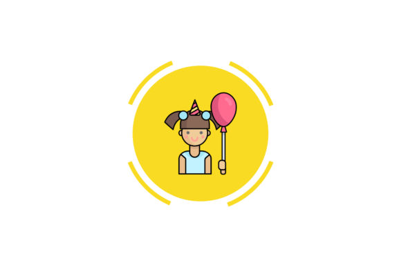 SVG of a girl holding birthday balloons, ideal for Cricut projects