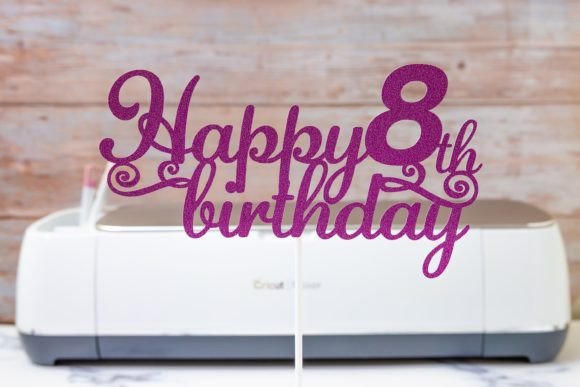 Cricut-friendly 8th Birthday Cake Topper SVG