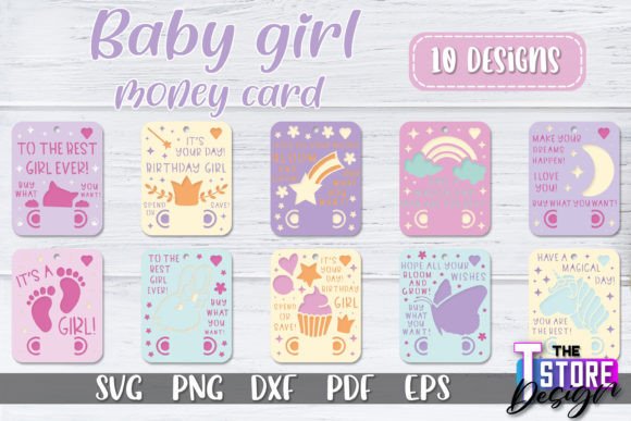 Baby Girl Money Card SVG with cute design for Cricut