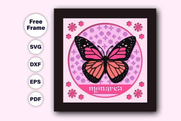 Monarch butterfly shadow box design with detailed 3D layers