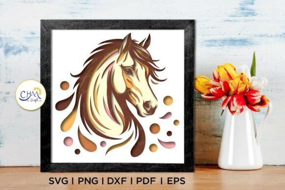 Dynamic 3D horse shadow box design highlighting layered details