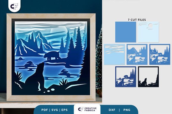 Bear life paper cut SVG for Cricut, perfect for shadow box crafting