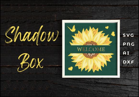 Sunflower and butterfly shadow box design with layered elements