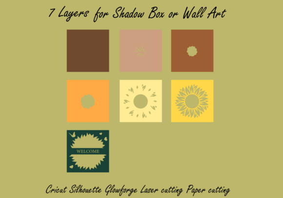 Preview of a sunflower butterfly shadow box SVG with intricate layers