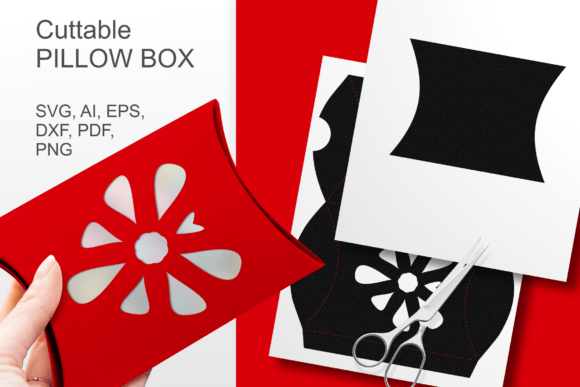 Preview of heart-shaped flower SVG for pillow boxes