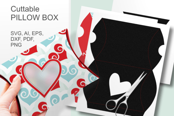 Heart window pillow box SVG for crafting with Cricut