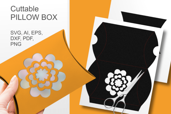5 petals flower window pillow box SVG for floral-themed favors