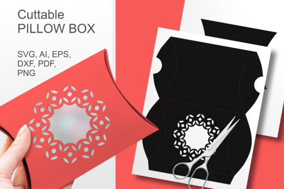Round window pillow box SVG with ornamental design