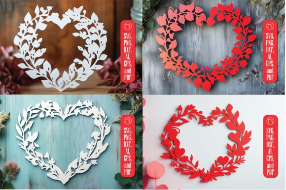 Intricate paper cut heart wreath design for Cricut, ideal for beginners