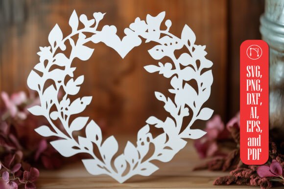 Elegant heart wreath SVG for crafting with Cricut, perfect for beginners