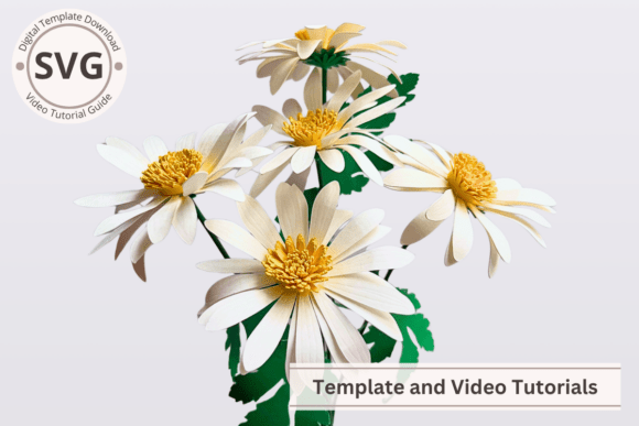 Colorful paper daisy flowers made with Cricut machine