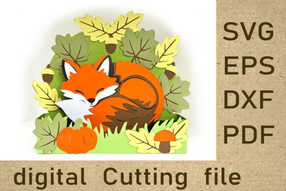 3D pop-up card featuring a fox, crafted with Cricut
