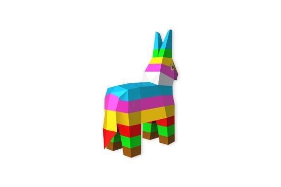 Beginner-friendly 3D paper sculpture of a Rainbow Piñata using SVG