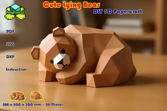 Adorable 3D bear papercraft made with Cricut