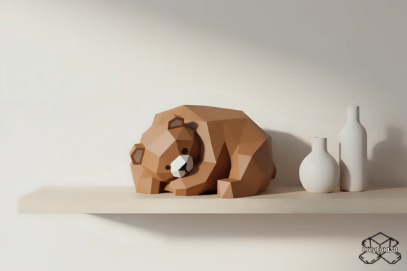 Close-up of a 3D bear papercraft