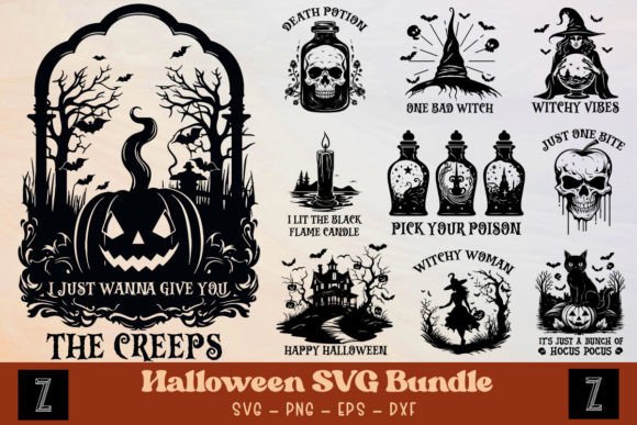 Variety of Halloween SVG designs for Cricut