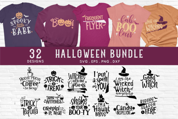 Witch-themed Halloween SVG designs for Cricut shirts