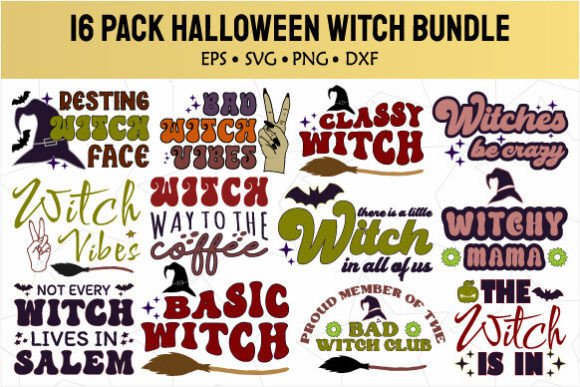 Witch-themed Halloween SVG designs for Cricut