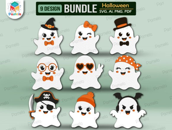 Preview of ghost Halloween SVG bundle