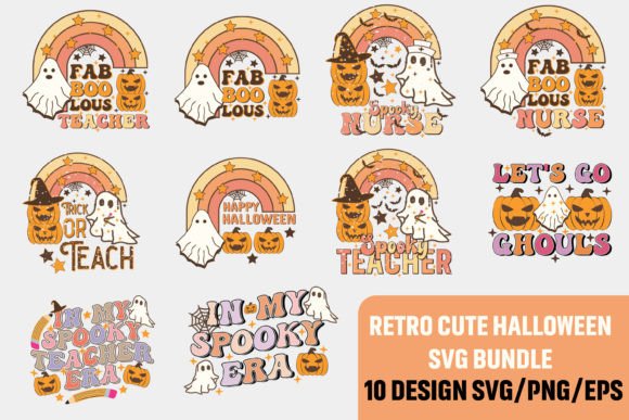 Retro cute Halloween SVG designs for Cricut shirt projects