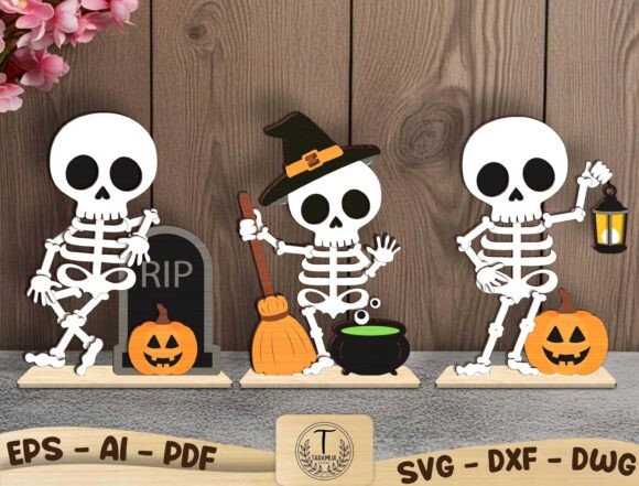 Layered skeleton Halloween SVG designs for Cricut