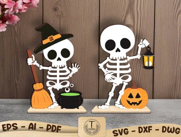 Preview of layered skeleton Halloween SVG bundle