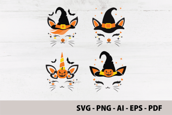 Cute witch cat-themed Halloween SVG designs for Cricut
