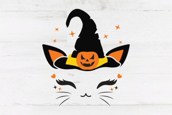 Preview of cute witch cat Halloween SVG bundle