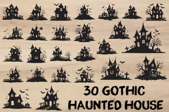Gothic Haunted House SVG design for Cricut projects, perfect for Halloween decor