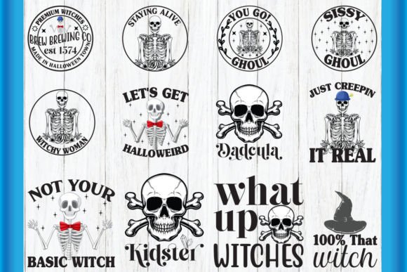 Preview of skeleton Halloween SVG bundle